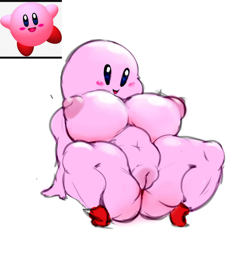 2017 areola ber00_(artist) big_breasts breasts crossgender erect_nipples female huge_breasts kirby kirby_(series) navel nintendo nipples pussy solo unknown_species video_games