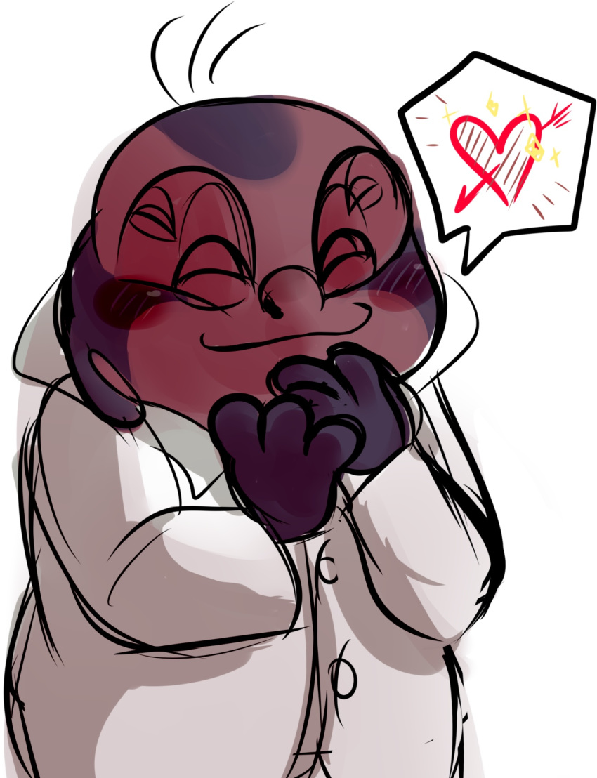 &lt;3 2018 4_eyes alien blush clothed clothing colored_sketch digital_drawing_(artwork) digital_media_(artwork) disney eyes_closed hi_res jumba_jookiba kweltikwan lab_coat lancesydney lilo_and_stitch multi_eye purple_skin simple_background smile solo sparkles white_background