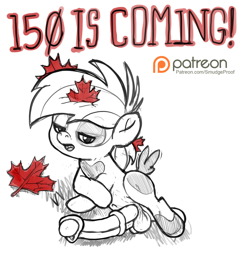 anniversary balls canada canada_day cub erection friendship_is_magic hyper leaf looking_at_viewer male maple_(plant) maple_leaf my_little_pony patreon penis smudge_proof solo young
