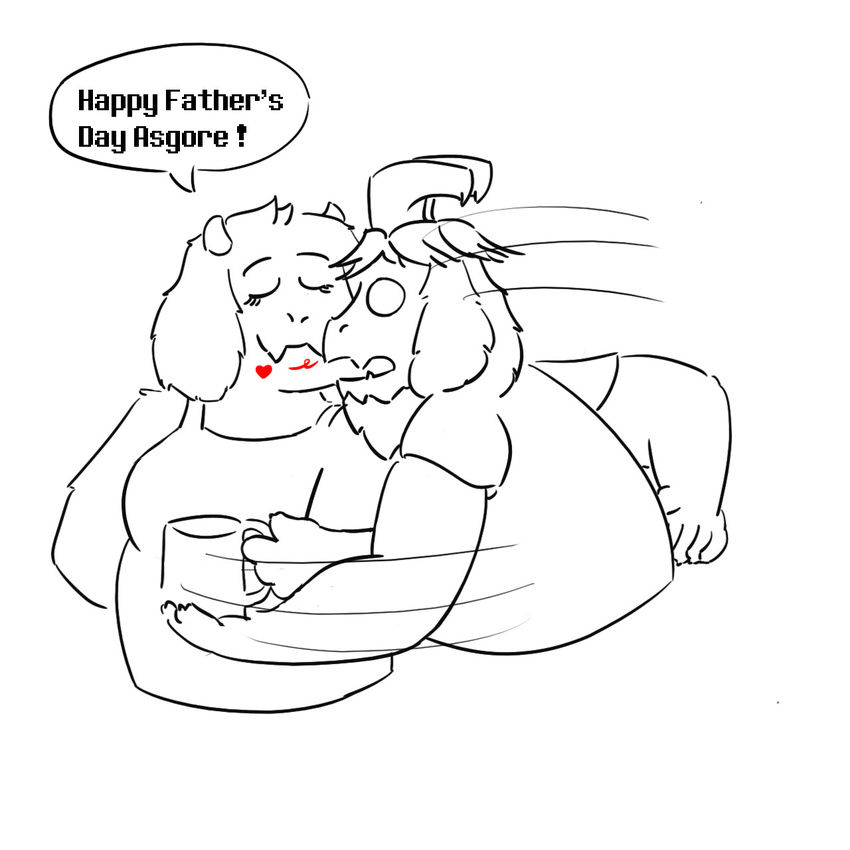 asgore_dreemurr cup cute female kanaking kissing male male/female text toriel undertale video_games