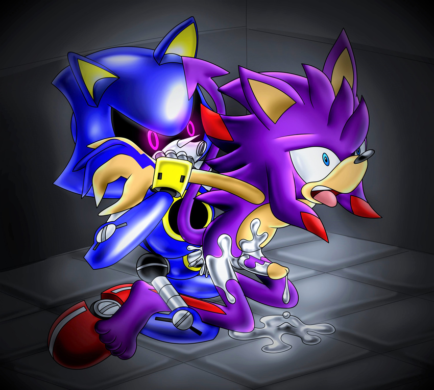 5_toes absurd_res anal anal_penetration anthro barefoot cum cum_in_ass cum_inside duo erection goo_creature hi_res humanoid_penis liquid liquid_metal machine male male/male metal_sonic open_mouth penetration penis robot silverslime slime sonic_(series) t1000 toes transformation