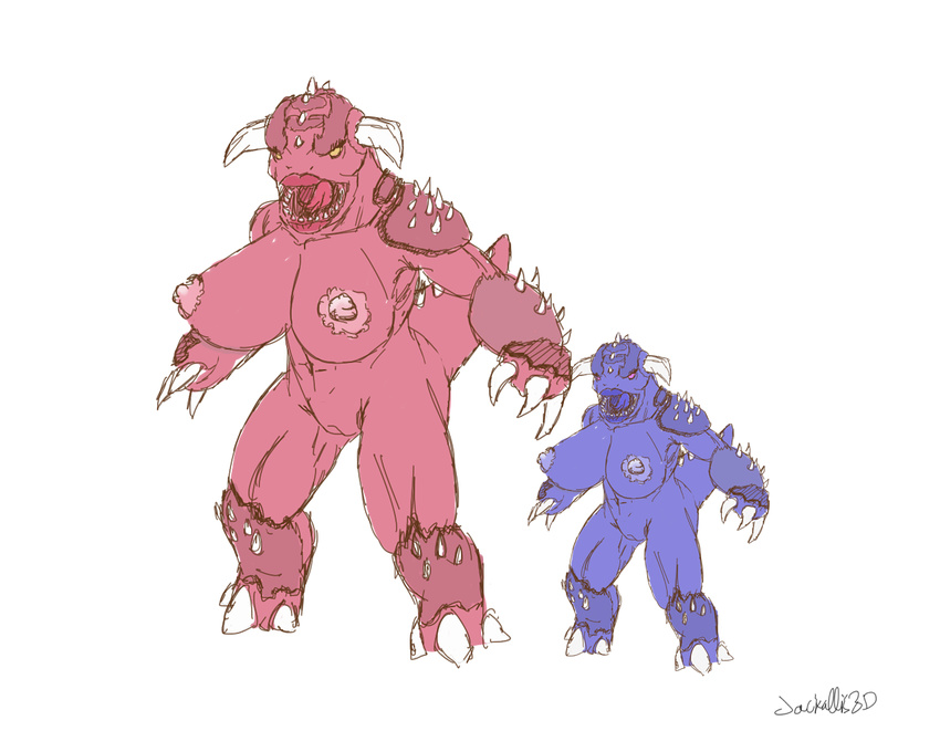 2d armor big_breasts blue_lips blue_nipples blue_skin breasts concept_art creepy crossgender demon deviantart doom doom4 female horn horny_(disambiguation) invalid_tag jackallis3d licking licking_lips lips nipples painttoolsai pinky_demon predator pussy red_eyes red_lips red_nipples red_skin scrap sharp_teeth specter_demon spectre spikes teeth tongue tongue_out undead video_games yellow_eyes