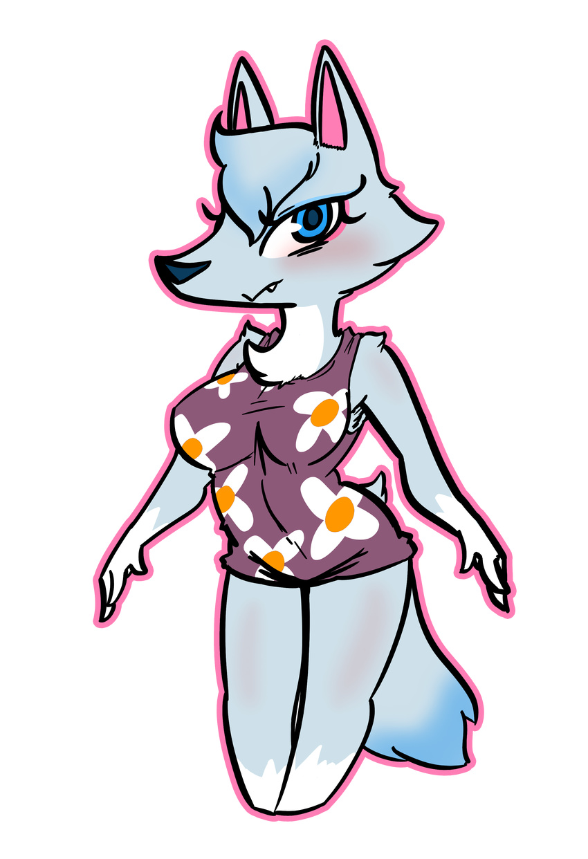 &lt;3 2017 alpha_channel animal_crossing anthro armpit_hair badassbaal blue_eyes blush breasts canine clothed clothing female fur grey_fur hi_res mammal nintendo simple_background solo transparent_background tuft video_games whitney_(animal_crossing) wolf