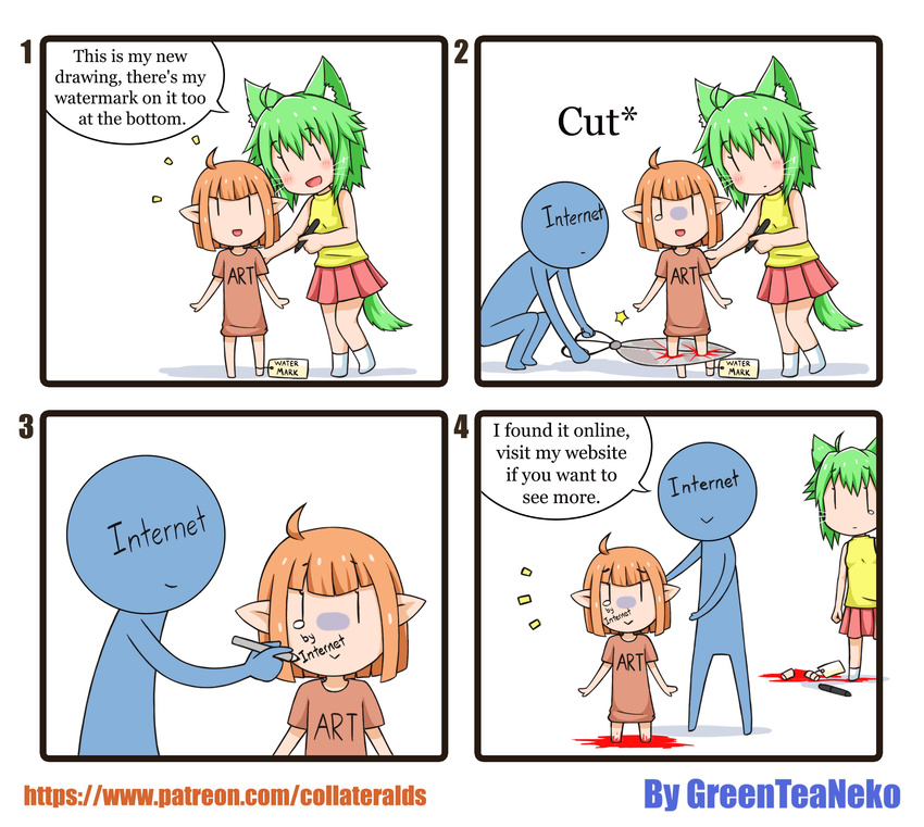 animal_humanoid blood comic elf greenteaneko humanoid invalid_tag scissors