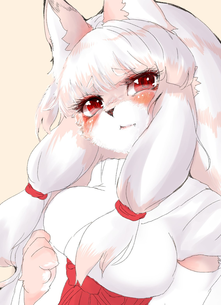 artist_reqeust fox furry japanese_clothes long_hair red_eyes white_hair