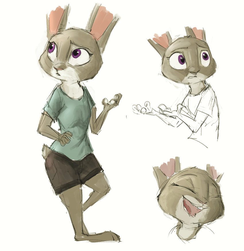 2017 anthro buckteeth clothed clothing disney female hi_res judy_hopps lagomorph mammal open_mouth open_smile purple_eyes rabbit simple_background sketch sketch_page smile solo sprinkah teeth white_background zootopia