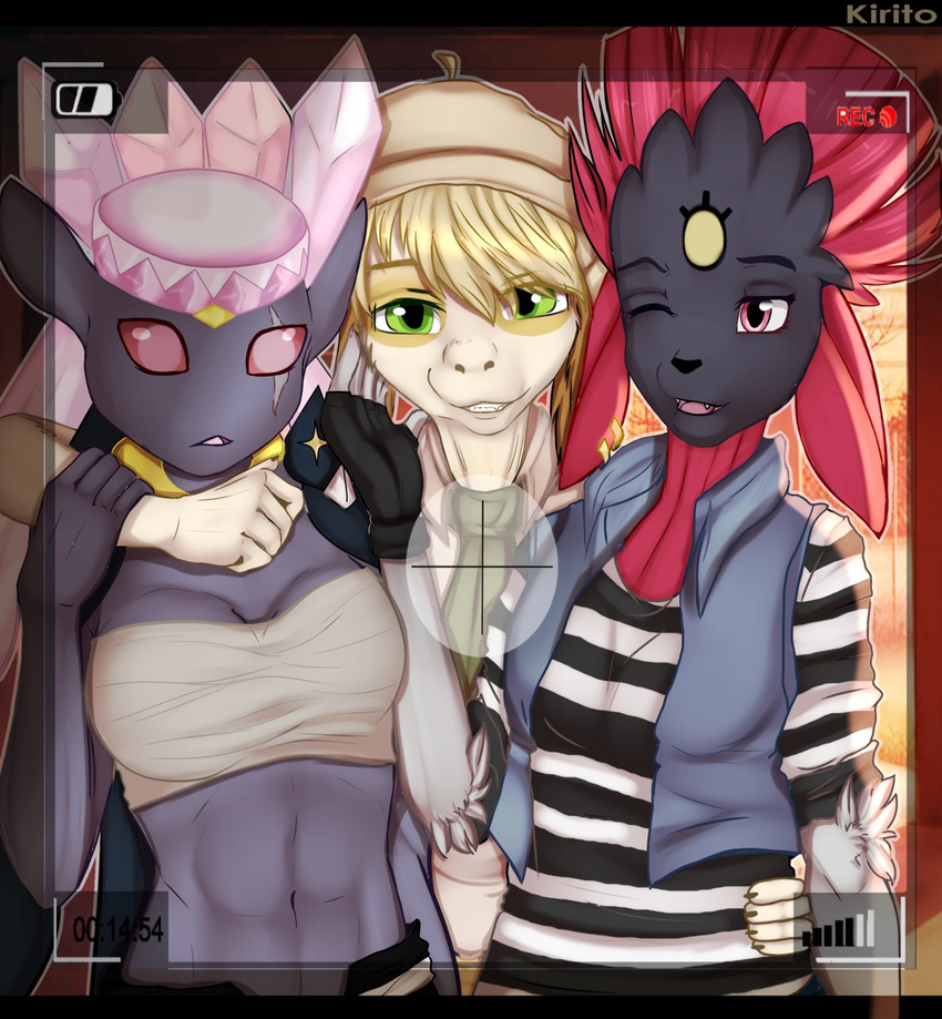 abs alisa-walker anthro diancie doja_(velociripper) legendary_pok&eacute;mon leo_(velociripper) nintendo pok&eacute;mon selfie smeargle thebes_(velociripper) video_games weavile