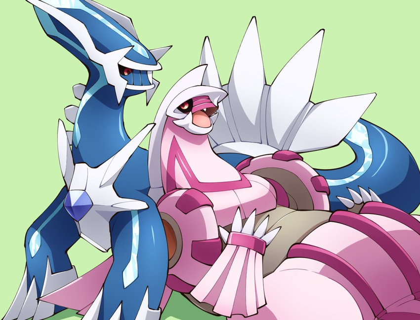 ambiguous_gender black_sclera blue_skin dialga digital_media_(artwork) dragon duo hi_res legendary_pok&eacute;mon lying nintendo on_back on_ice_(artist) open_mouth palkia pok&eacute;mon red_eyes simple_background smile tongue video_games wings