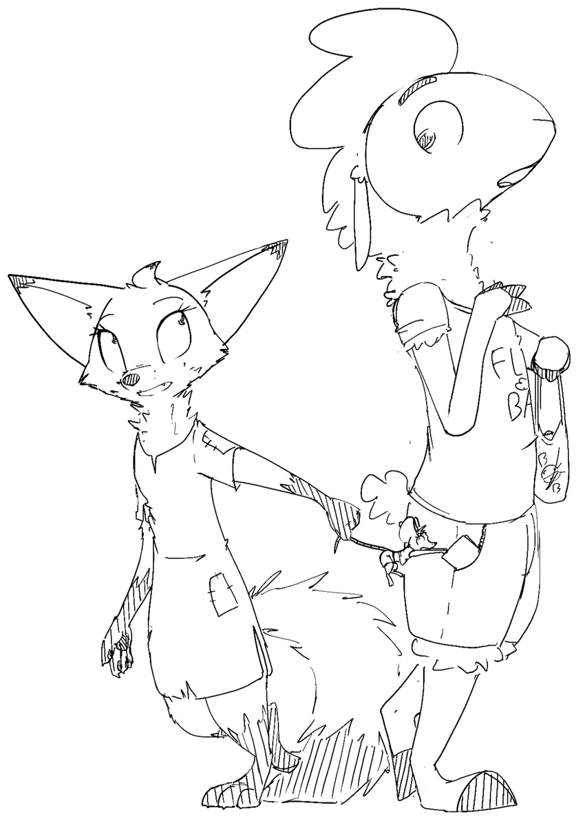 bag big_ears canine caprine carrying caught clothed clothing cute_fangs disney eye_contact fan_character female fox group male mammal melody_micely_(zootopia) monochrome mouse pack_street remmy_cormo rodent rosie_(zootopia) sheep stealing wallet zhan zootopia