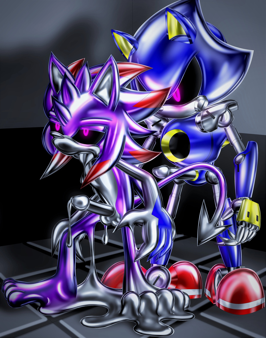 5_toes absurd_res anal anthro barefoot cum duo goo_creature hi_res humanoid_penis liquid liquid_metal machine male male/male metal_sonic open_mouth penetration penis robot silverslime slime sonic_(series) t1000 toes transformation