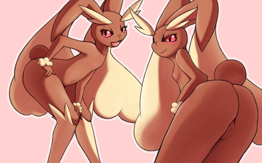 2017 anthro aoinu blush breasts butt female hi_res lopunny nintendo nipples nude pink_nose pok&eacute;mon pussy red_eyes small_breasts smile video_games