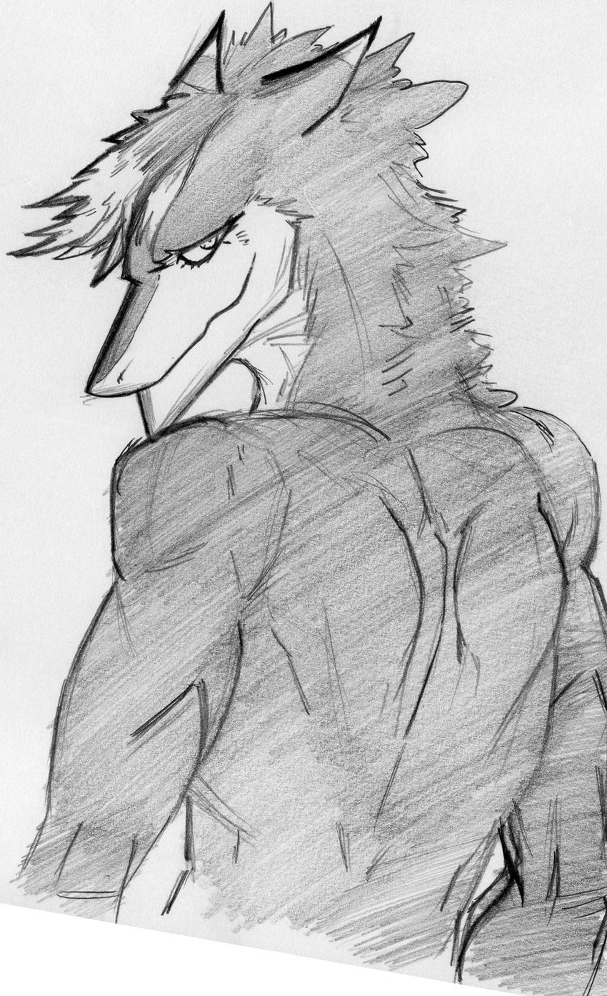 2017 back_muscles bangs eyelashes fur hair harpseal long_neck looking_at_viewer male multicolored_fur multicolored_hair muscular muscular_male platt_sanss pointy_ears seductive sergal shoulder_blades smile spiky_hair two_tone_fur two_tone_hair