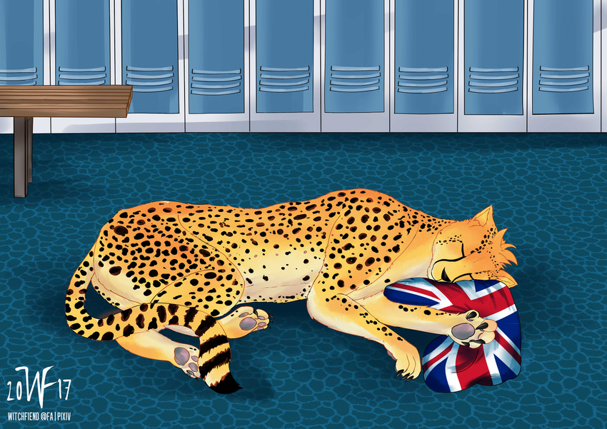 cheetah feline female flag mammal overwatch solo tracer_(overwatch) transformation video_games witchfiend
