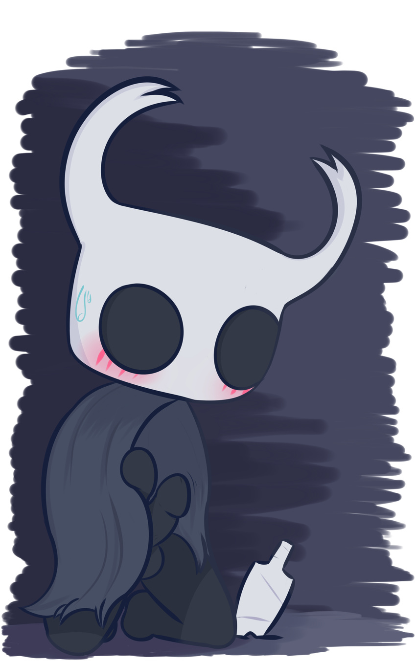 2017 embarrassed hi_res hollow_knight hollow_knight_(species) male melee_weapon mrdegradation nail penis protagonist_(hollow_knight) solo sweat sweatdrop tagme weapon