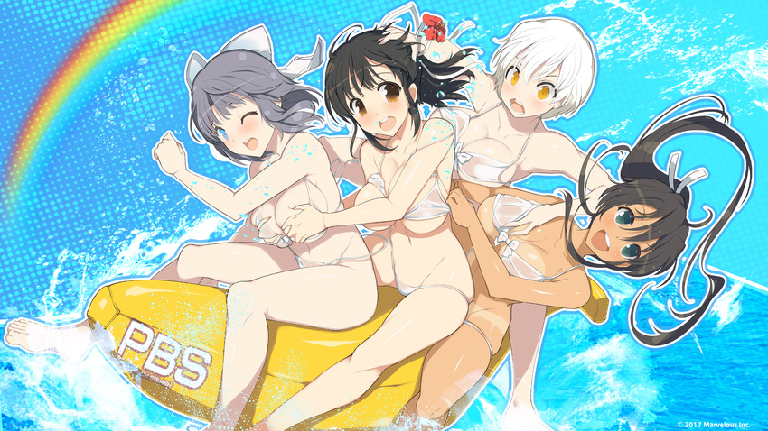 asuka_(senran_kagura) bikini homura_(senran_kagura) miyabi_(senran_kagura) senran_kagura senran_kagura:_peach_beach_splash swimsuits yumi_(senran_kagura)