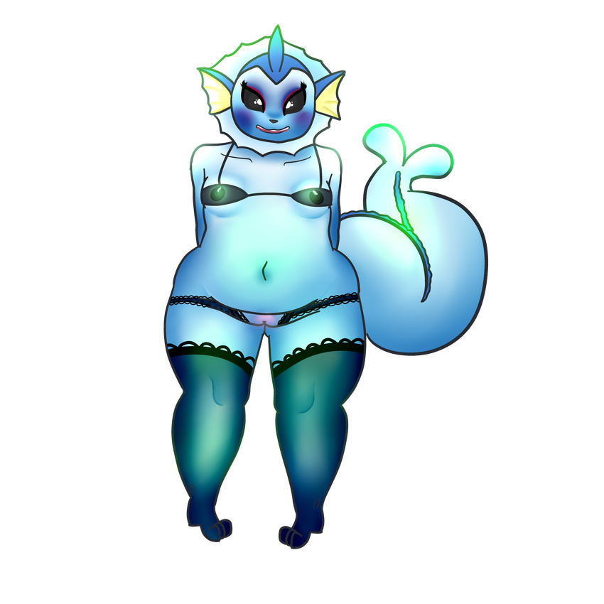 anthro breasts clothing dsmm eeveelution female legwear lingerie makeup nintendo nipples pok&eacute;mon pussy slightly_chubby small_breasts thick_thighs thigh_highs vaporeon video_games