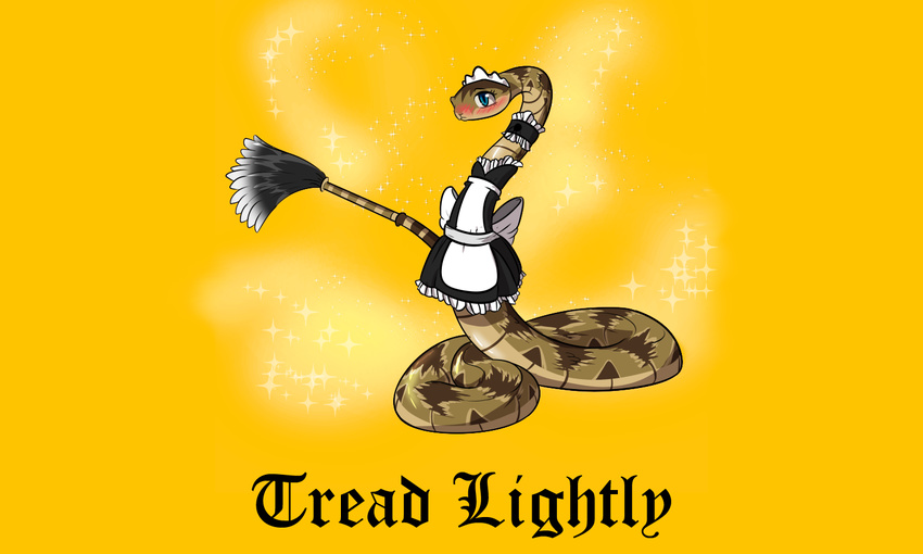 alorix anime blush clothing female feral gadsden_flag maid_uniform rattlesnake reptile scalie skirt snake solo uniform