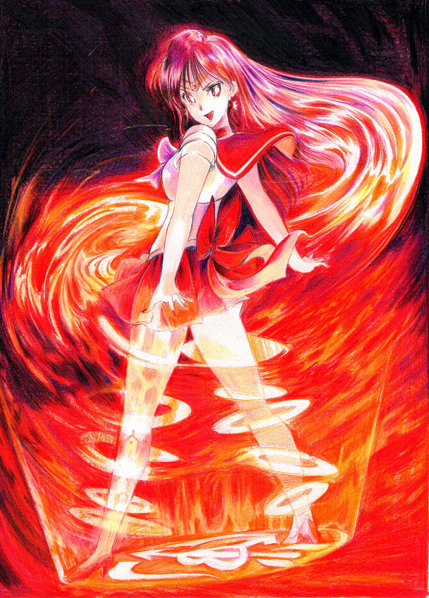 1girl bishoujo_senshi_sailor_moon henshin hino_rei manicure red_high_heels sailor_mars solo transformation