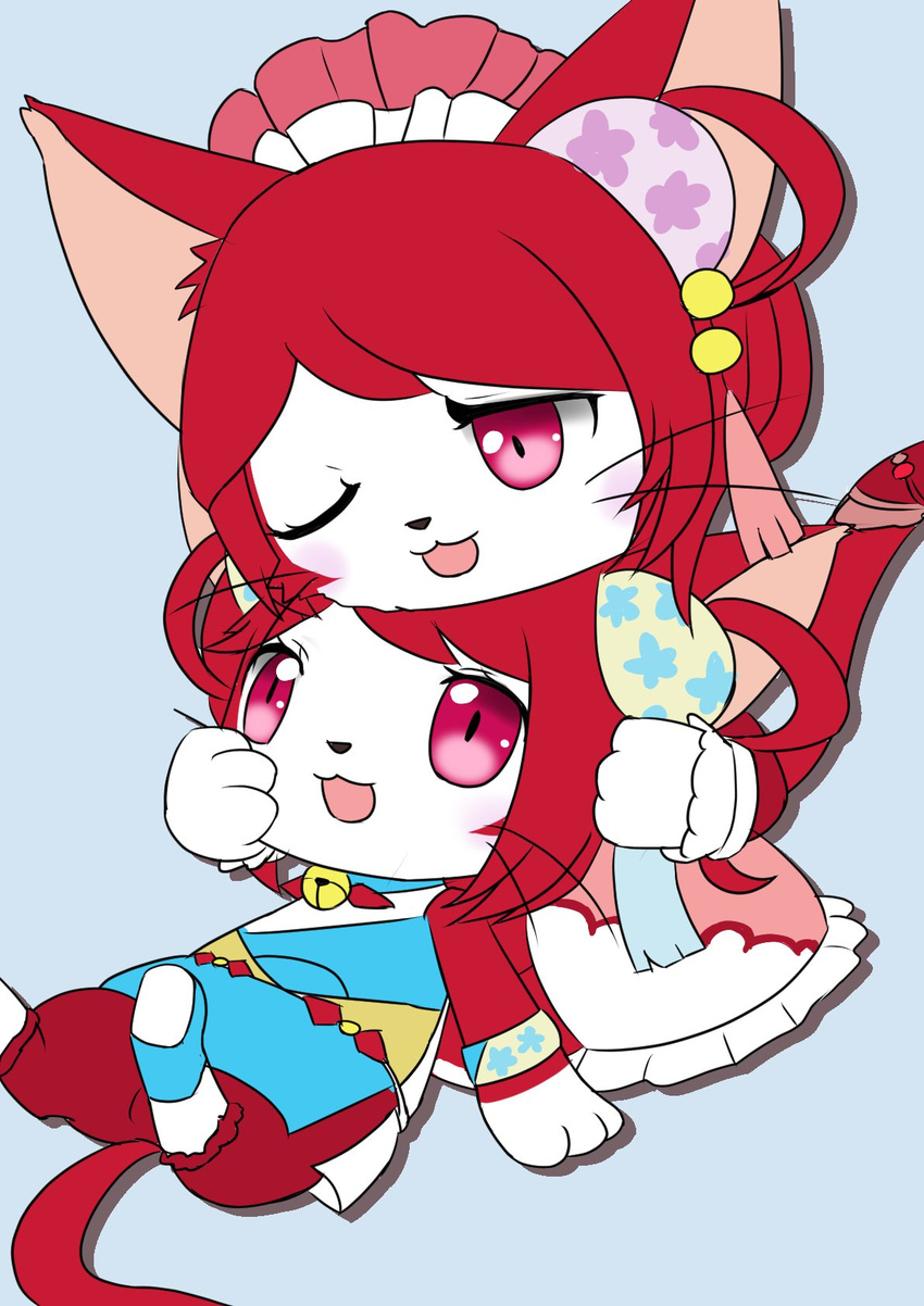 2girls artist_request cat cat_busters furry mother_and_daugther multiple_girls red_hair short_hair violet_eyes