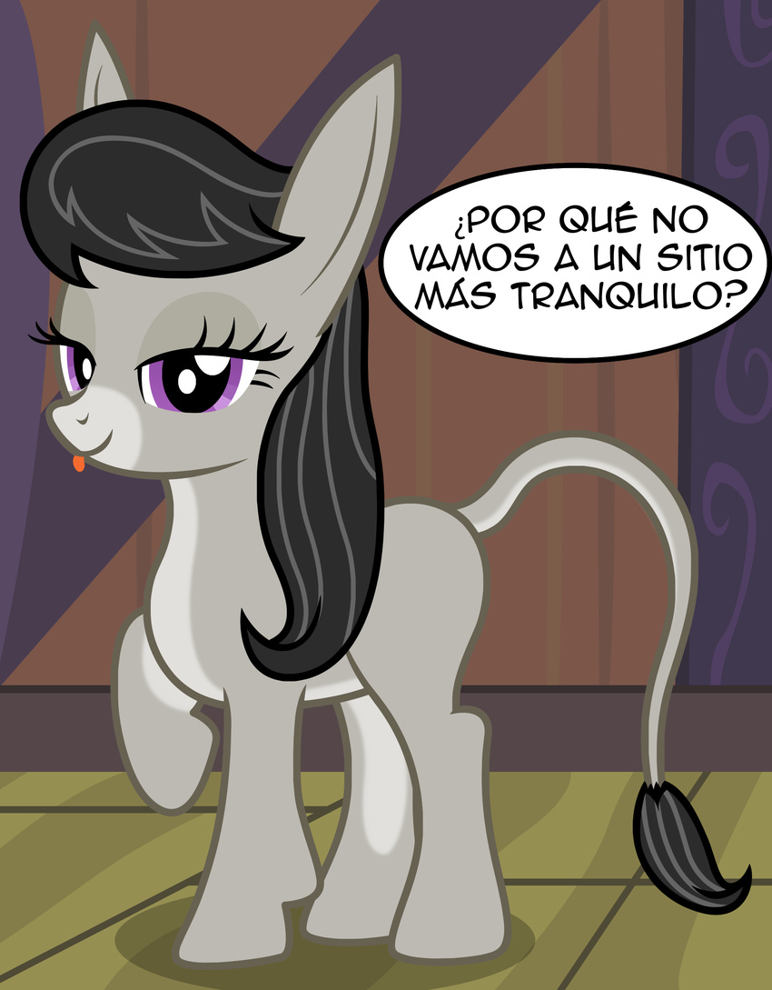 2017 alternate_species badumsquish black_hair dialogue donkey english_text equine female friendship_is_magic hair mammal my_little_pony octavia_(mlp) purple_eyes solo spanish text