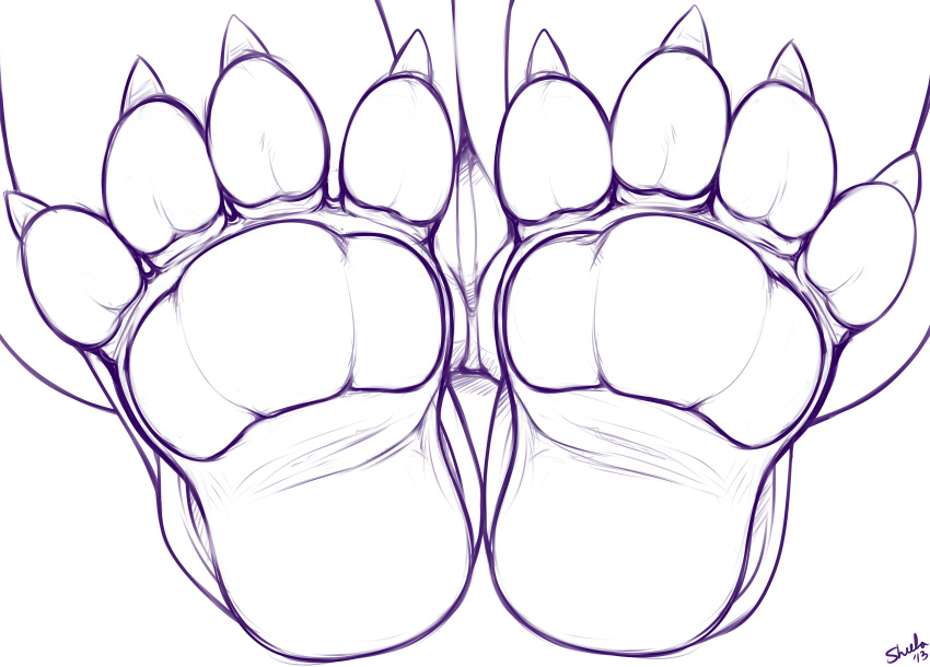 4_toes ambiguous_gender ambiguous_species anthro claws foot_focus foot_shot hi_res monochrome pawpads paws sheela toe_claws toes