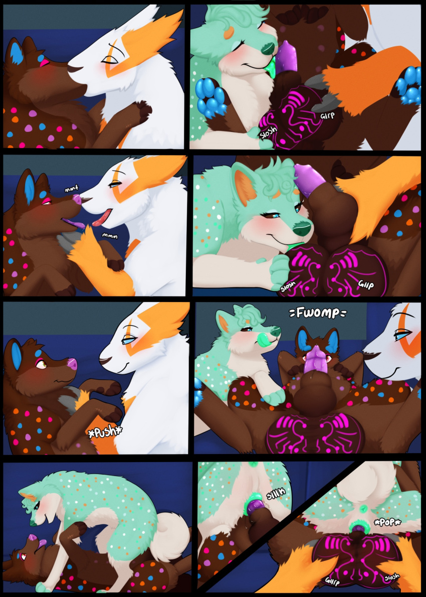 animal_genitalia animal_penis anthro anthro_on_feral anus ball_grab ball_lick ball_tattoo balls bestiality black_nose blue_pawpads blush bodily_fluids brown_body brown_fur brown_nose canid canine canine_genitalia canine_penis canis cheek_tuft cloven_hooves comic countershade_face countershade_paws countershade_torso countershading digital_drawing_(artwork) digital_media_(artwork) domestic_dog english_text erection eye_markings eyes_closed facial_tuft female female_penetrated feral feral_on_feral feral_penetrated feral_penetrating feral_penetrating_feral french_kissing from_front_position fur furniture genital_tattoo genitals green_anus green_nose green_vulva group group_sex half-closed_eyes hand_on_balls hand_on_chest handwritten_text hi_res hooves hybrid inner_ear_fluff interspecies intraspecies kissing knot knotted_penis knotting lagomorph licking lipsticking looking_at_another looking_at_partner looking_pleasured lying male male/female male/male male_penetrating male_penetrating_female mammal markings multicolored_markings narrowed_eyes nauticalcanine on_back onomatopoeia oral pawpads paws penetration penile penile_penetration penis pink_markings pointy_ears prick_ears purple_nose purple_penis purple_tongue reverse_missionary_position saliva sex shiba_inu shy sloshing_balls smile sofa sound_effects spitz spots spotted_body spotted_fur tattoo text threesome tongue trio tuft vaginal vaginal_knotting vaginal_penetration vulva white_body white_fur yellow_body yellow_fur