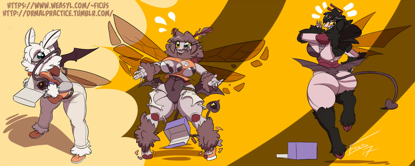 arthropod bat bee big_breasts big_butt breast_expansion breasts butt butt_expansion corruption demon female ficus hooves horn insect mammal moth parasite succubus transformation wings yellow_sclera