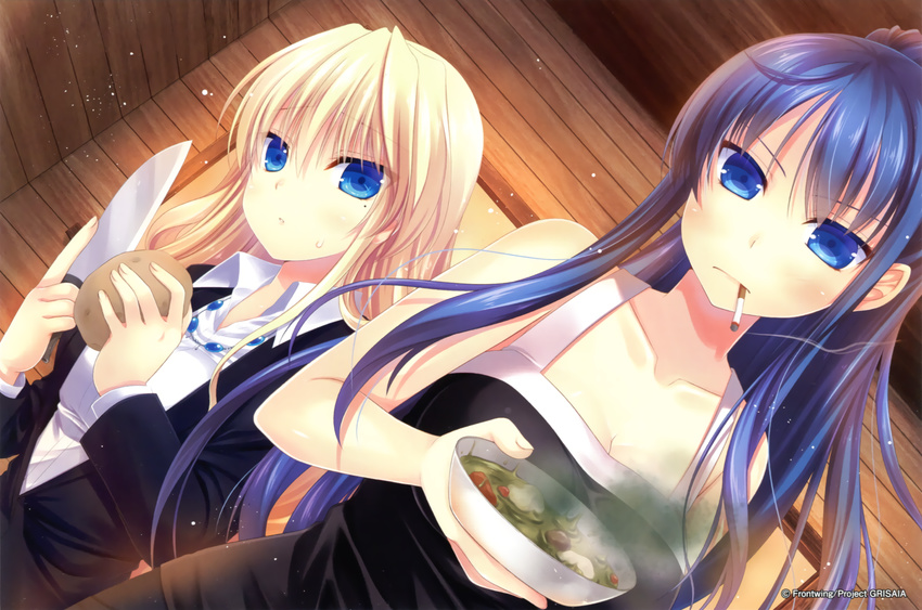 business_suit cleavage endcard grisaia_no_kajitsu narumi_yuu smoking