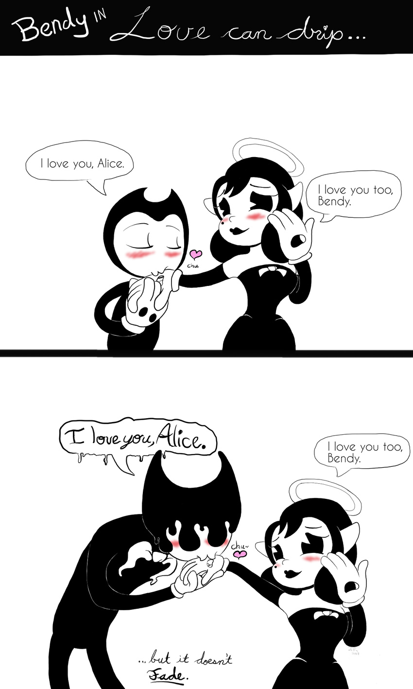 alice_angel batim bendy bendy_and_the_ink_machine bendydevildarling bendythedancingdemon bendyxalice fancomic inkybendy lovecandrip nyarengadget romantic themeatly