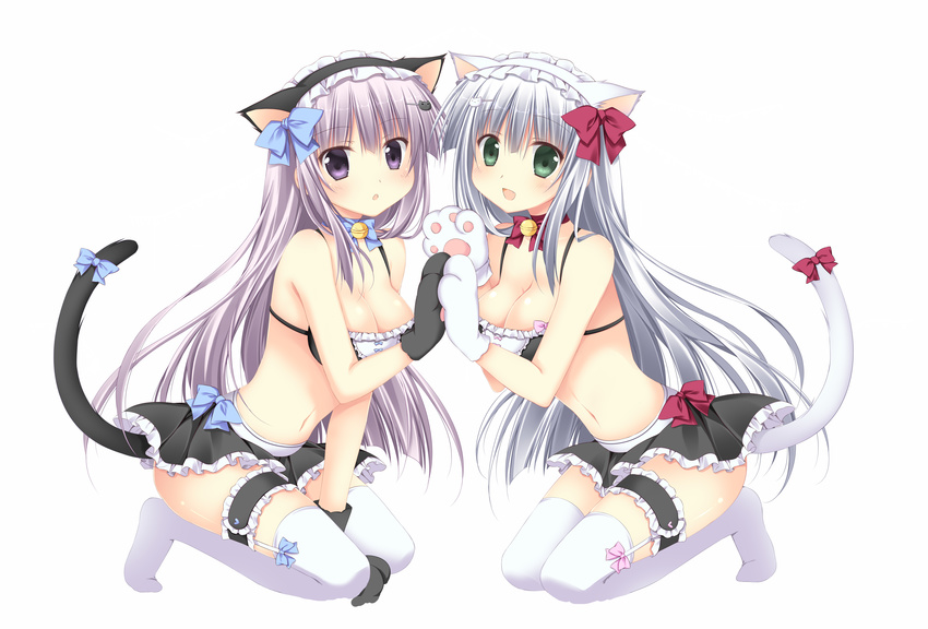 animal_ears bra cleavage garter korie_riko nekomimi stockings tail thighhighs