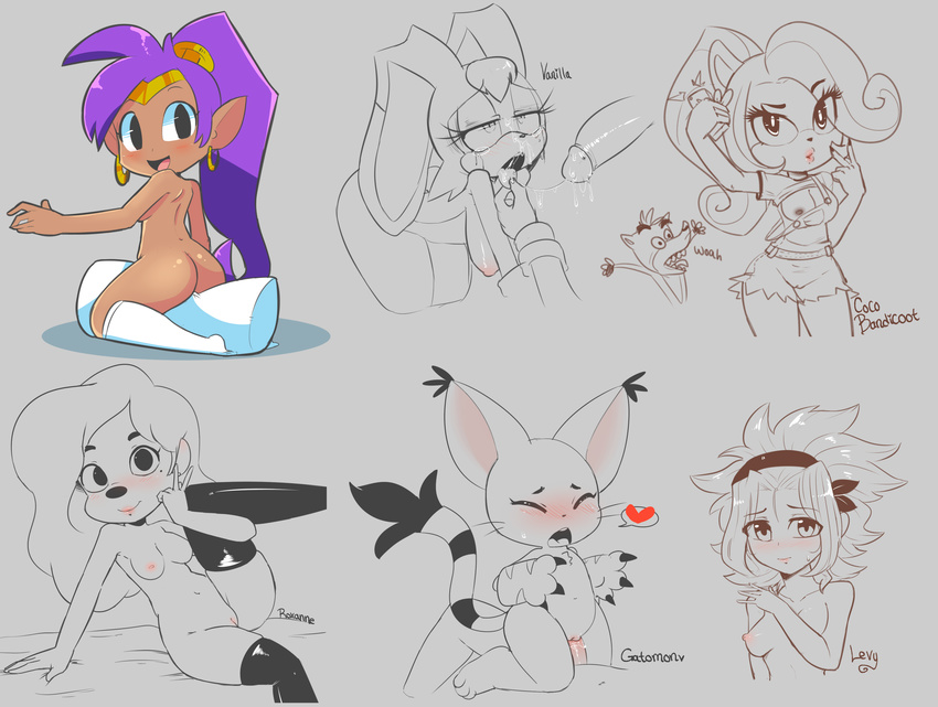 &lt;3 bandicoot blush breasts canine coco_bandicoot crash_bandicoot crash_bandicoot_(series) digimon disney dog fairy_tail feline fellatio female gatomon goof_troop hearlesssoul human lagomorph levy_mcgarden male male/female mammal marsupial nipples nude oral penetration penis pillow pillow_riding rabbit roxanne roxanne_(goof_troop) sex shantae shantae_(series) sonic_(series) v_sign vaginal vaginal_penetration vanilla_the_rabbit video_games