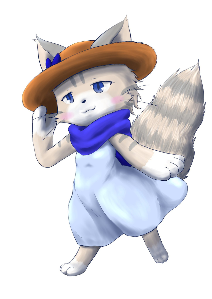 artist_request blue_eyes cat cat_busters character_request furry scarf smile