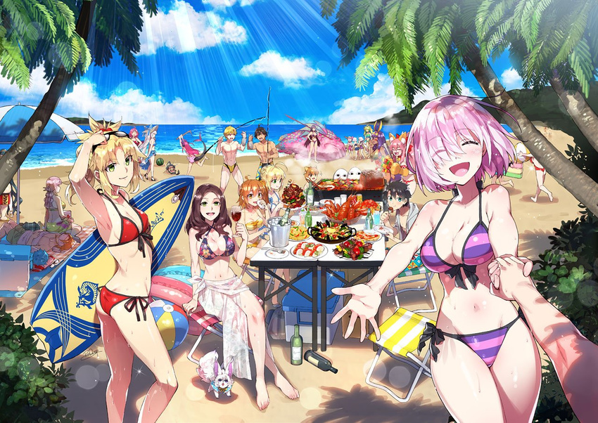 animal_ears annotation_request artoria_pendragon_(all) artoria_pendragon_(swimsuit_archer) ass atalanta_(fate) barbecue barefoot beach bikini blonde_hair bottle breasts character_request cleopatra_(fate/grand_order) closed_eyes commentary_request dark_skin day eating edward_teach_(fate/grand_order) elizabeth_bathory_(fate)_(all) fate/apocrypha fate/extra fate/grand_order fate/prototype fate/prototype:_fragments_of_blue_and_silver fate/stay_night fate/zero fate_(series) fishing_rod florence_nightingale_(fate/grand_order) food fou_(fate/grand_order) fox_ears francis_drake_(fate) fujimaru_ritsuka_(female) fujimaru_ritsuka_(male) fujimura_taiga gilgamesh green_eyes hans_christian_andersen_(fate) jack_the_ripper_(fate/apocrypha) jackal_ears jaguarman_(fate/grand_order) jeanne_d'arc_(fate)_(all) jeanne_d'arc_alter_santa_lily julius_caesar_(fate/grand_order) large_breasts leonardo_da_vinci_(fate/grand_order) long_hair looking_at_viewer male_swimwear marie_antoinette_(fate/grand_order) marie_antoinette_(swimsuit_caster)_(fate) mash_kyrielight medium_breasts medjed mordred_(fate)_(all) mordred_(swimsuit_rider)_(fate) multiple_girls nitocris_(fate/grand_order) nursery_rhyme_(fate/extra) ocean open_mouth out_of_frame ozymandias_(fate) pink_hair pov pov_hands purple_eyes purple_hair red_bikini redrop ribbon saber scathach_(fate)_(all) scathach_(swimsuit_assassin)_(fate) short_hair side-tie_bikini small_breasts smile summer sunglasses swim_briefs swimsuit swimwear tabard tamamo_(fate)_(all) tamamo_cat_(fate) william_shakespeare_(fate)