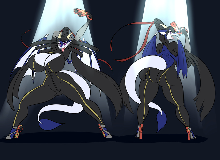 bayonetta big_breasts big_butt breasts butt cosplay dragon hair horn huge_breasts invalid_tag kaboozle ribbons scalie spade_tail swissy thick_thighs video_games wings