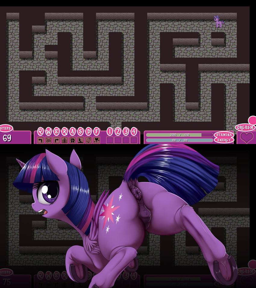 2017 anatomically_correct anatomically_correct_pussy animal_genitalia animal_pussy blush butt dankflank equine equine_pussy feathered_wings feathers female feral friendship_is_magic hair hi_res hooves horn looking_at_viewer mammal my_little_pony open_mouth purple_eyes pussy solo twilight_sparkle_(mlp) underhoof winged_unicorn wings