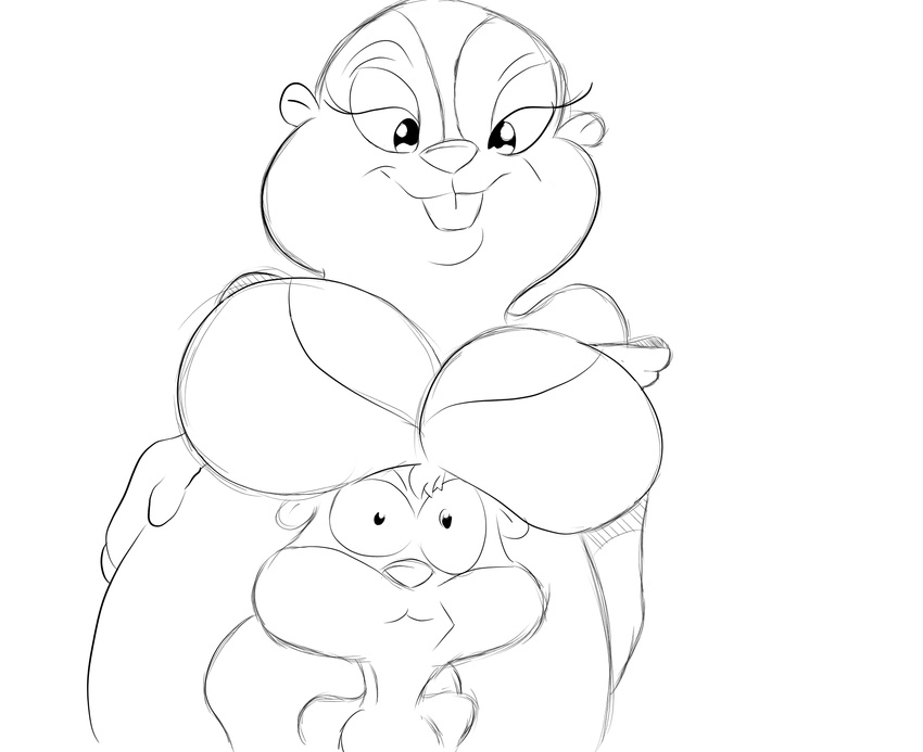 age_difference animaniacs anthro areola big_breasts breasts chipmunk clothing duo eyes_halfway_closed fellatio female foreplay hi_res male male/female mammal older_female oral pencil_(artwork) rodent sex skippy_squirrel smile squirrel traditional_media_(artwork) young