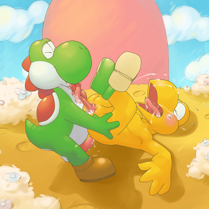 2013 anal anal_penetration anus argon_vile balls blush cum cum_while_penetrated cumshot deep_rimming dinosaur duo ejaculation erection eyes_closed hands-free hi_res knot koopa koopa_troopa licking long_tongue lying male male/male mario_bros nintendo nude on_back open_mouth oral orgasm penetration penis reptile rimming scalie sex tongue tongue_out turtle video_games yoshi