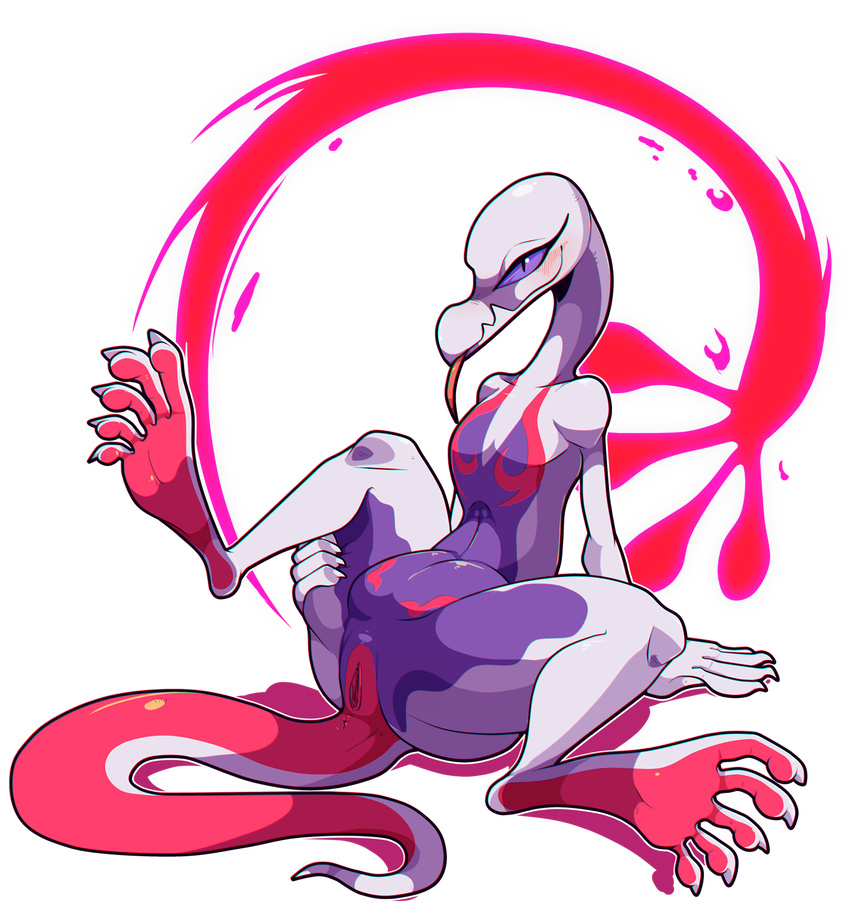 2017 5_toes anthro blush claws feet female hi_res nintendo nude pok&eacute;mon pussy salazzle scalie shiny_pok&eacute;mon smile snappygrey soles solo spread_legs spreading toe_claws toes tongue tongue_out video_games