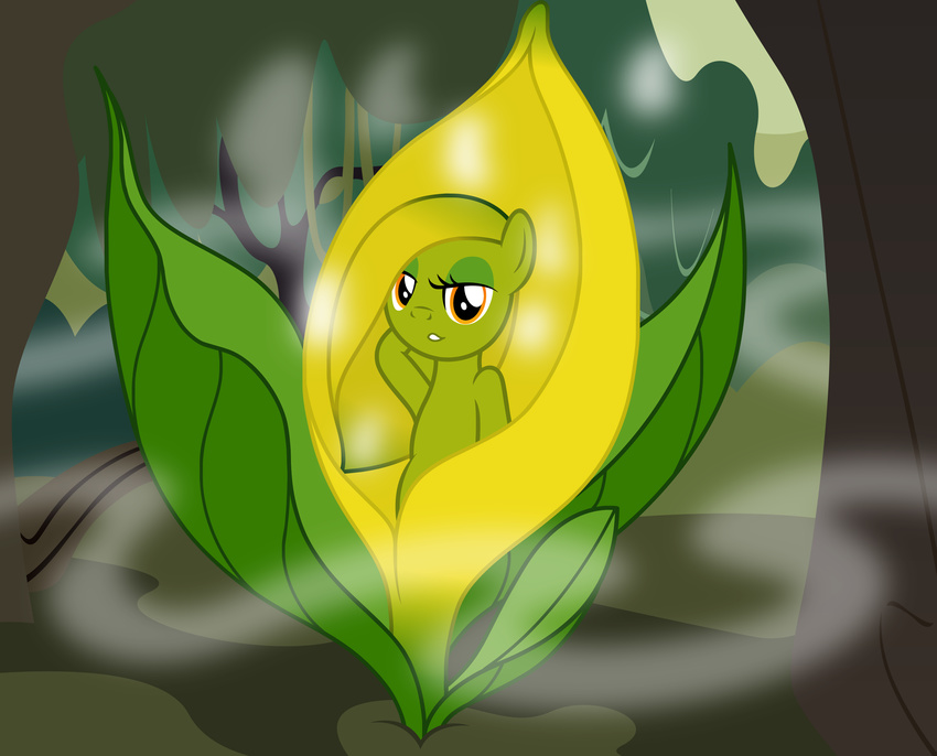 amber_eyes badumsquish cabbage fan_character female flora_fauna flower musk my_little_pony plant skunk_cabbage solo
