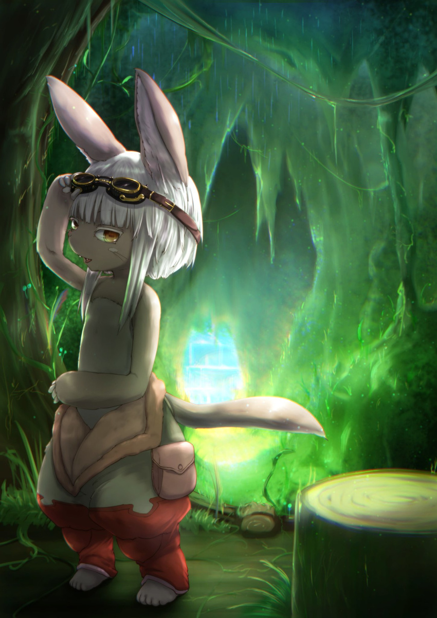 artist_request brown_eyes furry made_in_abyss nanachi_(made_in_abyss) open_mouth rabbit short_hair white_hair