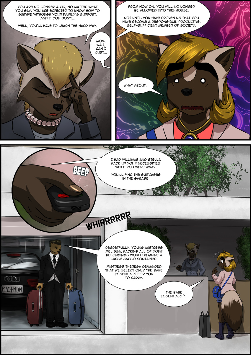 2017 5_fingers beaver blonde_hair breasts clothed clothing comic detailed_background english_text eyes_closed female hair jewelry male mammal mustelid mykegreywolf necklace outside rodent text wolverine