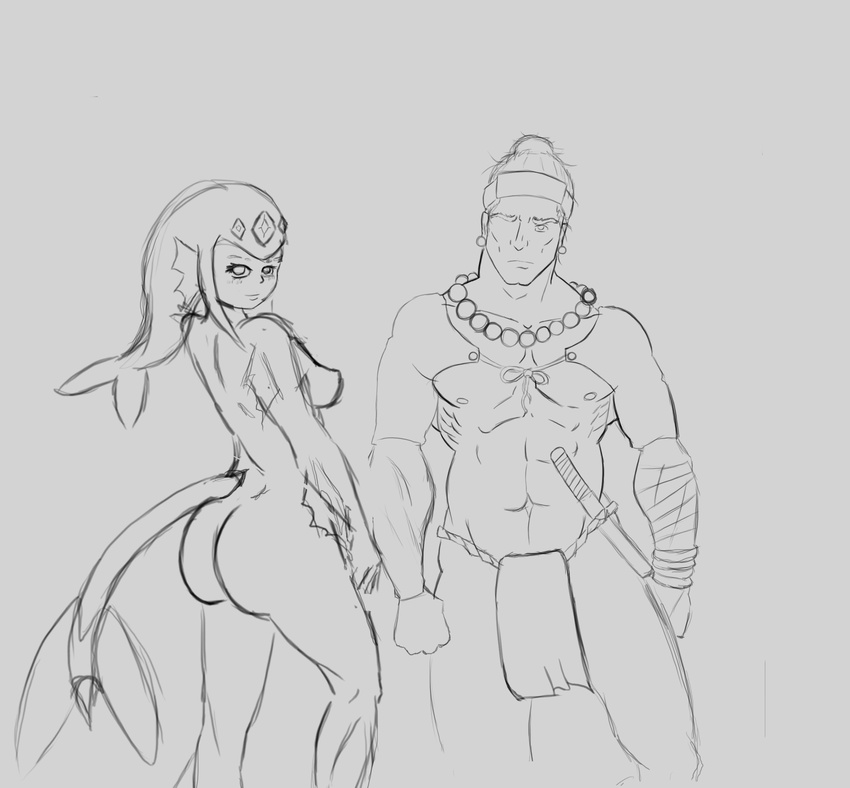 absurd_res big_(disambiguation) breasts butt chunwukong duo female hi_res male male/female marine merfolk muscular muscular_male nude unknown_spiecies