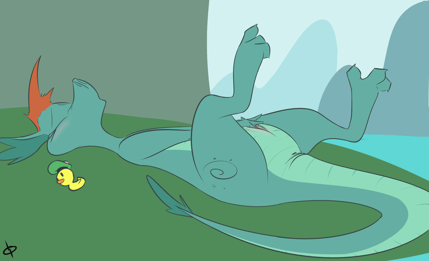 2015 3_toes anus blue_sky blush day digital_media_(artwork) disney doublepopsicle eyes_closed female feral fingering fingering_self hair hi_res lake loch_ness_monster lying marine masturbation mountain nature nessie on_back orange_hair outside pussy rubber_duck scalie sky solo tail_tuft the_ballad_of_nessie toe_curl toes tuft vaginal vaginal_fingering vaginal_masturbation water