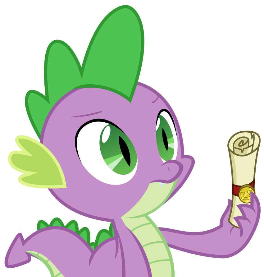 4_fingers alpha_channel dragon fangs feral friendship_is_magic green_eyes holding_object male my_little_pony nude purple_scales scales scalie scroll simple_background sketchmcreations slit_pupils solo spade_tail spike_(mlp) toony transparent_background