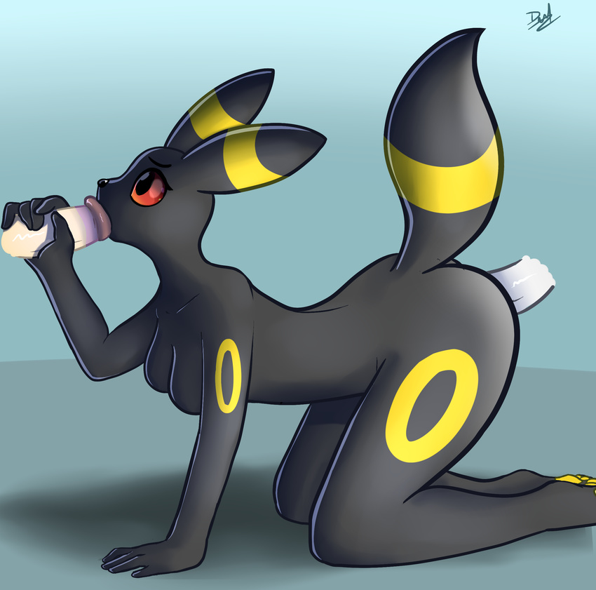 anthro atherol black_eyes black_fur breasts disembodied_penis eeveelution erection eyelashes fellatio female fur group hi_res male male/female nintendo oral oral_penetration penetration penis pok&eacute;mon red_sclera sex solo_focus umbreon video_games