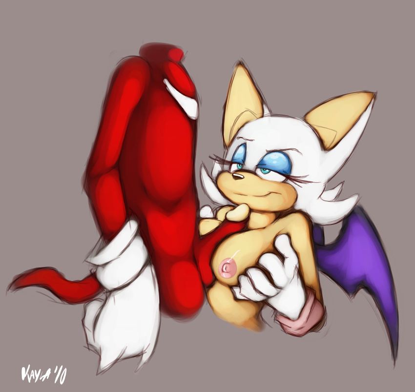 2010 anthro balls bat blue_eyes breasts couple duo echidna female kayla-na knuckles_the_echidna male mammal mel_the_hybrid nipples nude penis rouge_the_bat sega sonic_(series) sonic_team titfuck wings