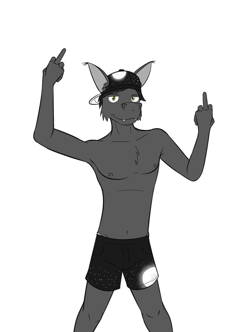 bat clothed clothing fangs fuze male mammal middle_finger pose topless