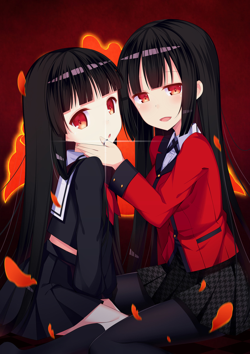 amemiya_ruki crossover enma_ai jabami_yumeko jigoku_shoujo kakegurui pantyhose seifuku