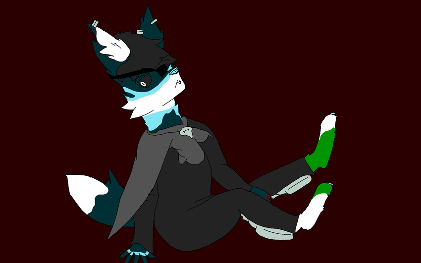 ash_selere ashu_kamitsune black_hair canine clothing dark_ash_selere dark_blue_fur dark_red_fur ear_piercing eye_patch facial_piercing fur green_fur hair invalid_tag light_blue_fur light_blue_nose male mammal mouth_piercing nose_piercing piercing white_eye white_fur wolf