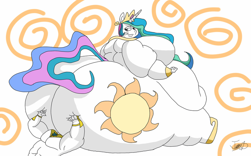 belly big_(disambiguation) big_belly big_butt butt equine facesitting female flabby_arms friendship_is_magic guard horse invalid_tag joe-anthro joe-awesome93 mammal my_little_pony obese overweight pegasus pony princess_celestia_(mlp) slightly_chubby thick_thighs voluptuous wide_hips wings